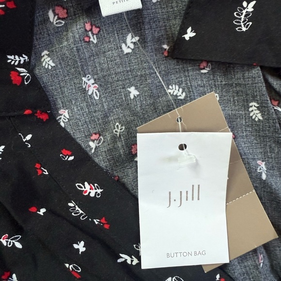 J. Jill Black Red White Button Up Jumpsuit NWT XL Petite Short Sleeve - Picture 4 of 7